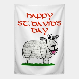 Happy St David's Day Sheep Welsh Wales Funny Tapestry