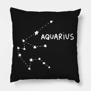 Zodiac Sign - Aquarius Black Pillow