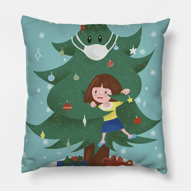 Funny Christmas tree special COVID Pillow by Mimie20