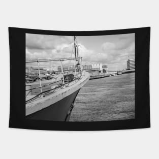 Front end of a moored ship in the seaside town of Great Yarmouth, Norfolk Tapestry