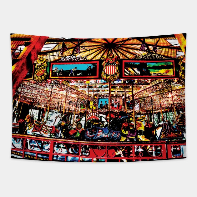 americana carousel Tapestry by rclsivcreative