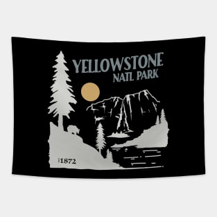 Yellowstone Waterfall Bear National Park Retro Vintage Design Gift Tapestry