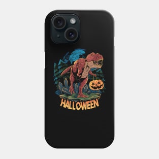 halloween t-rex dinosaur brings pumpkin Phone Case