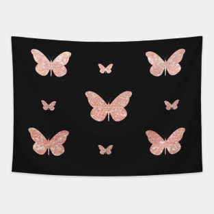 Rose Gold Faux Glitter Butterflies Tapestry