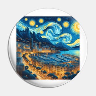 Monte-Carlo, Monaco, in the style of Vincent van Gogh's Starry Night Pin