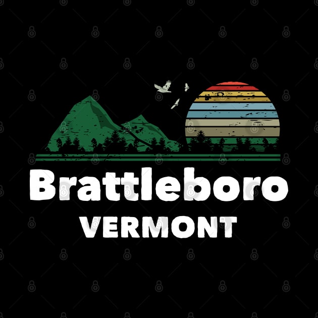 Mountain Sunset Flying Birds Outdoor Brattleboro Vermont by greenrepublicmerch