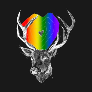 Stag deer with pride heart. Feel the rainbow 2.0 T-Shirt