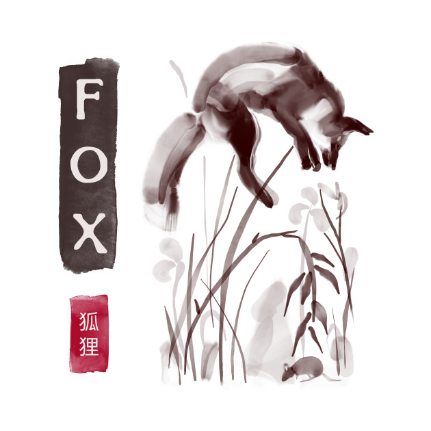 Fox Brush Painting Brown Red Design by M4V4-Designs
