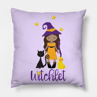 Witch Gift Black Cat and Broomstick Witchy Friendly Witch Design Pillow