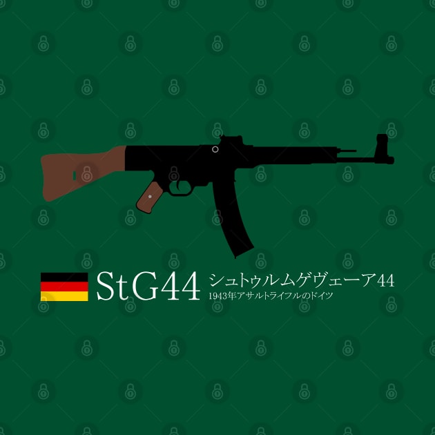 Stg44 Sturmgewehr44 or Mp44 Historical 1943 German assault rifle white in Japanese シュトゥルムゲヴェーア44 1943年アサルトライフルのドイツ by FOGSJ