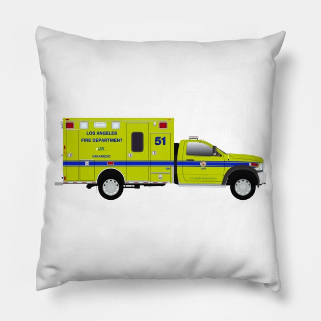 Los Angeles Fire Department LAX Ambulance Pillow by BassFishin