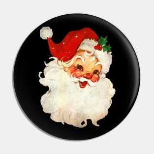 Vintage Pink Santa Claus Believe Christmas Vibes Pin