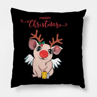 christmas sweater pig and reindeer Pillow