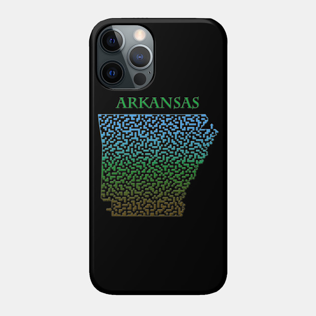 Arkansas State Outline Colorful Maze & Labyrinth - Arkansas - Phone Case