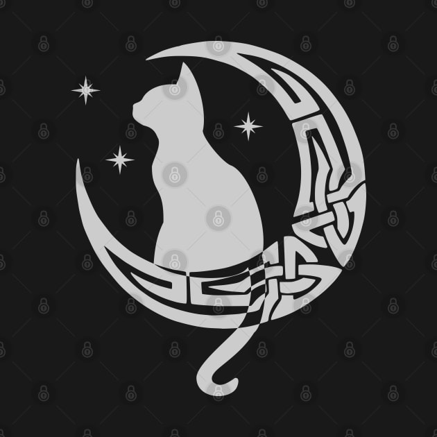 White Celtic Moon Cat by DepicSpirit