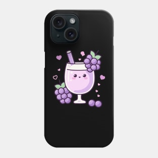 Kawaii Cocktail Drink with Grapes | Cute Kawaii Food Art | Design for Kawaii Lovers Phone Case