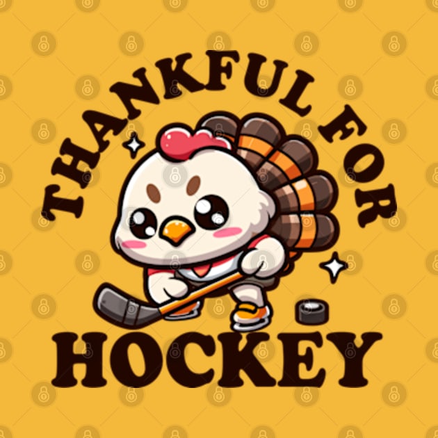 Thankful for Hockey Cute Kawaii Turkey by hippohost