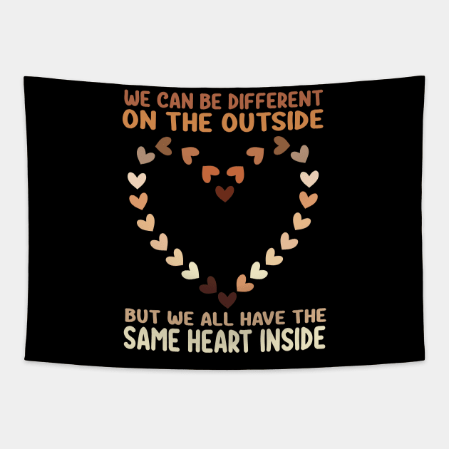 We Can Be Different On The Outside, Same Heart Black History Month African American Women Kids Tapestry by DesignHND