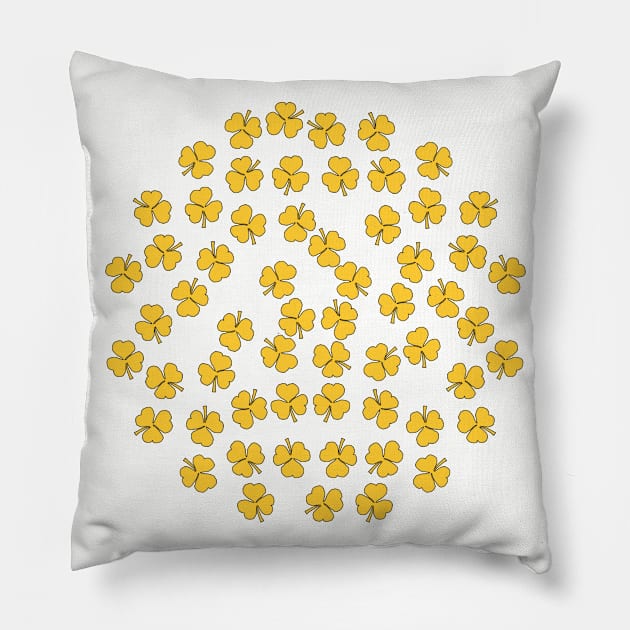 Shamrocks Yellow On St Patricks day Pillow by ellenhenryart