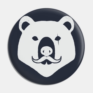 The Bear Head with Mustache (White Version) Pin