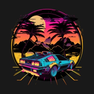 80s sunset Delorean car (not Alpha 5) T-Shirt