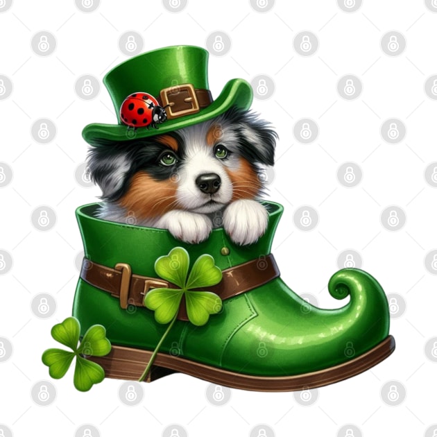 Australian Shepherd Dog Shoes For Patricks Day by Chromatic Fusion Studio