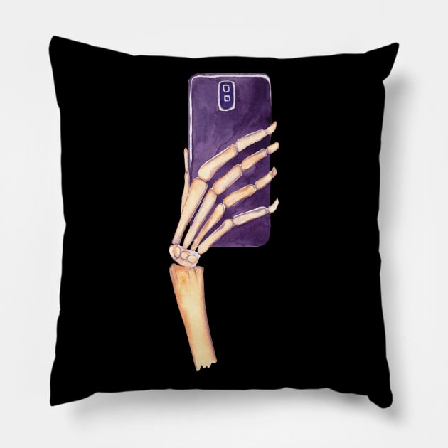 Watercolor Skeleton Halloween 2020 Costume Pillow by CreativeJourney