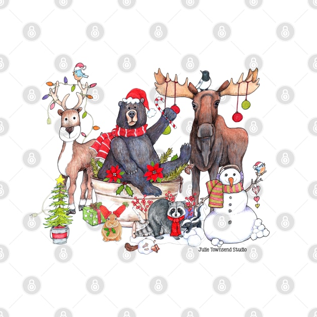 Woodland Critter Christmas Gathering by Julie Townsend Studio