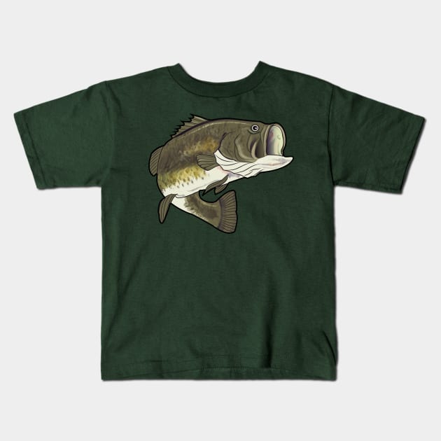 Largemouth Bass Fishing print, Fish Wisconsin Kids T-Shirt for Sale by  jakehughes2015