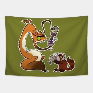 Boozy Grapes Time with Fox Dragon and Red Panda Tapestry