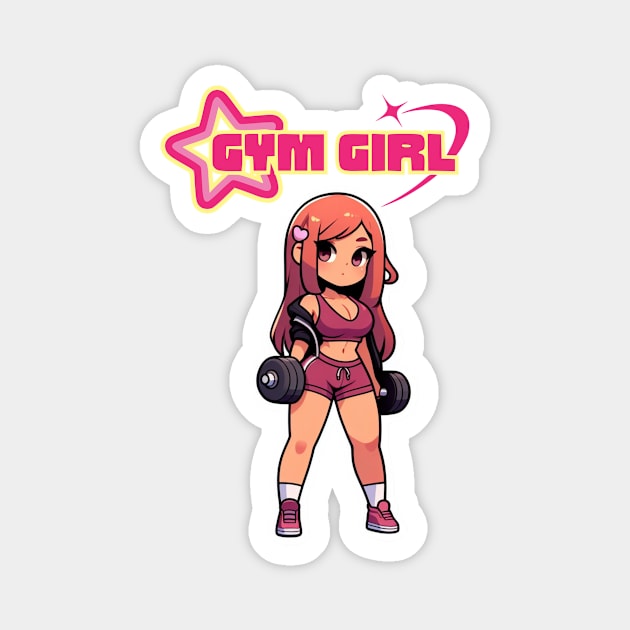 Dumbbell Babe Gym Girl | Japanese Anime Illustration Magnet by PawaPotto