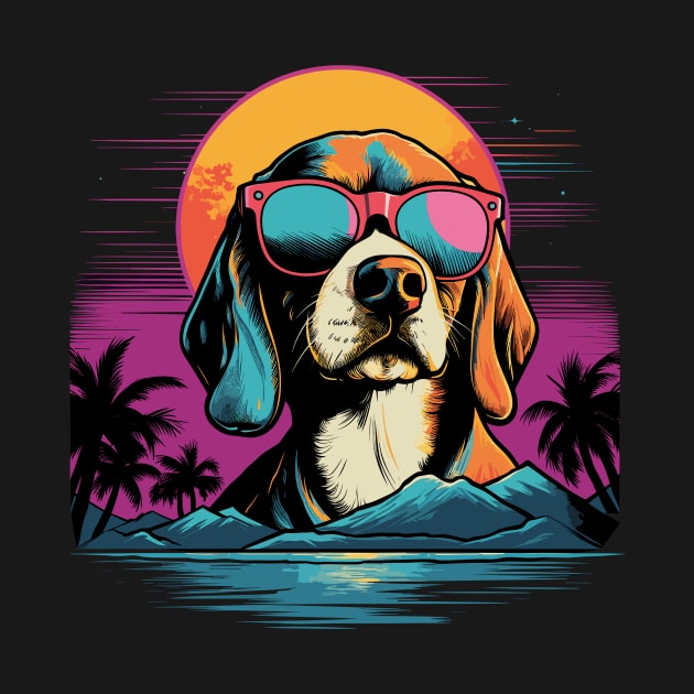 Retro Wave Beagle Dog by Miami Neon Designs