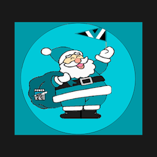 Santa Pattern on Teal T-Shirt