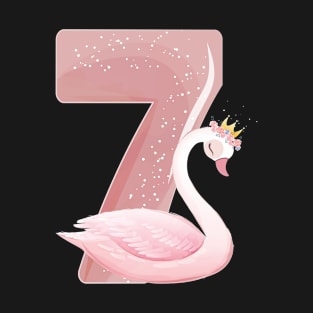 Princess 7th Birthday Swan 7 Year Old Girl T-Shirt