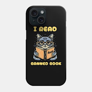 cat i read banned books Phone Case