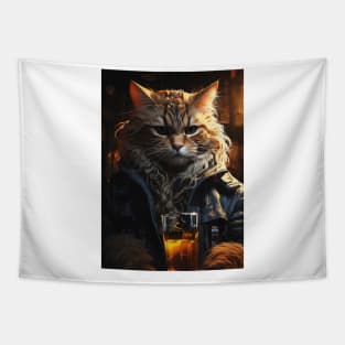 Funny Cat Beer Tapestry