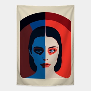 Woman Split Portrait Tapestry