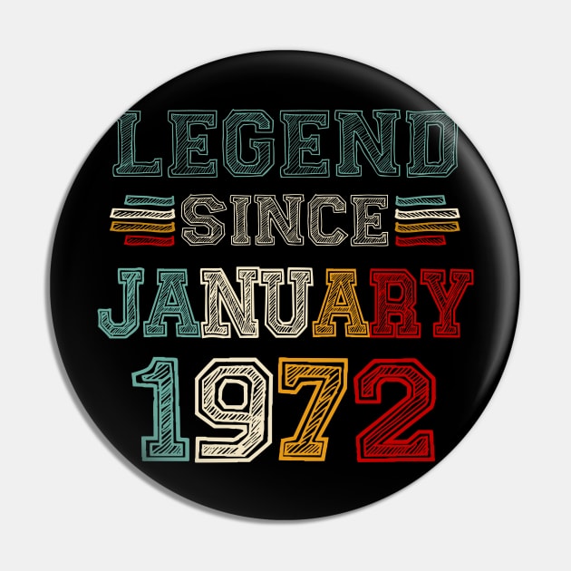 51 Years Old Legend Since January 1972 51st Birthday Pin by Brodrick Arlette Store