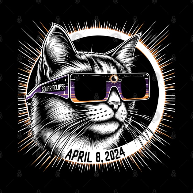 Cat in Eclipse Glasses Totality 2024 Total Solar Eclipse by KsuAnn