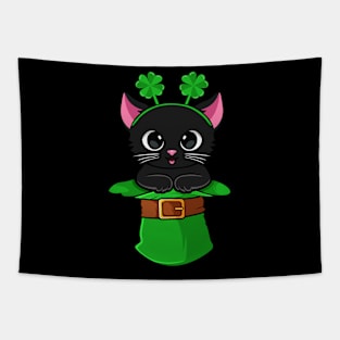 Cat St Patricks Day Leprechaun Shamrock Kitten Girls Boys Tapestry