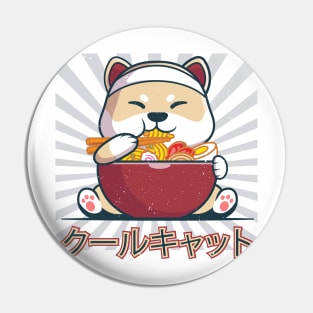 Cute japanese cat, kawaii eat noodles Pin