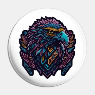 Luminous Flight: Colorful Neon Vector Eagle Pin