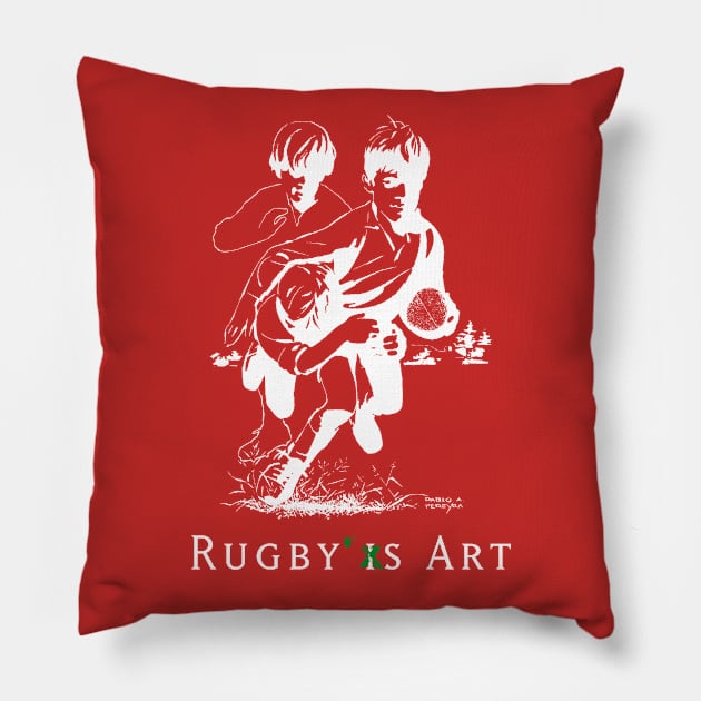 Rugby Junior Tackle C by PPereyra Pillow by Pablo Pereyra Art