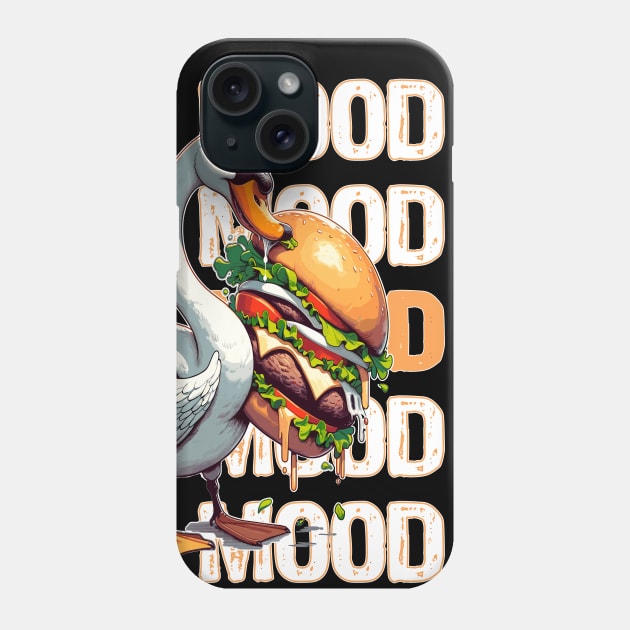 Big Mood Big Food, Swan Craving a Giant Burger Phone Case by maknatess