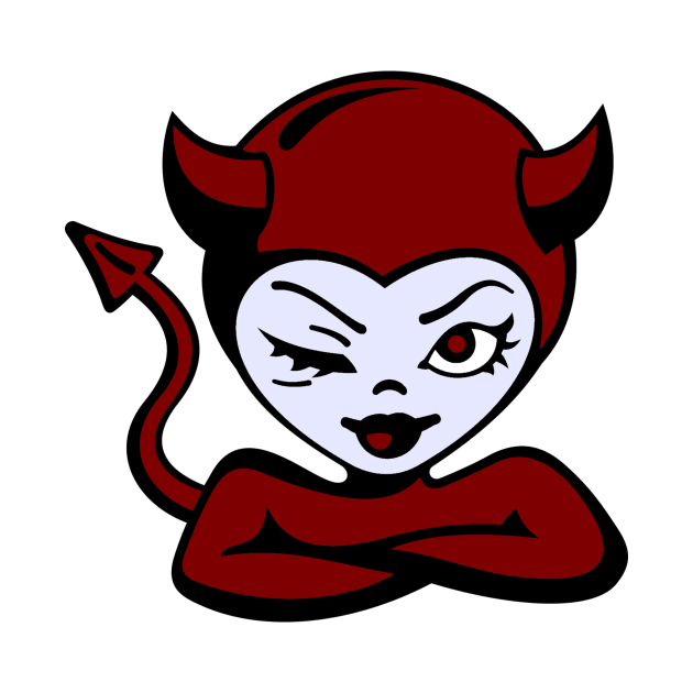 Cute Little Devil Girl Winking by CeeGunn