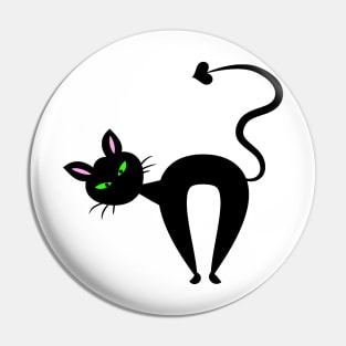 Black Cartoon Cat Pin