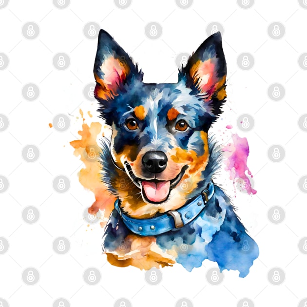 Blue Heeler Watercolor by Doodle and Things