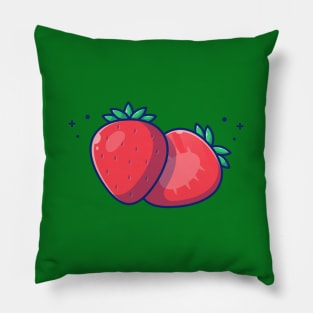 Strawberry And Slices Of Strawberry Cartoon Pillow