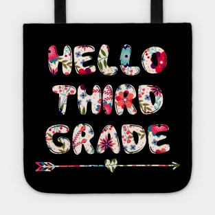 Floral Hello Third 3rd grade team teacher student back to school Tote