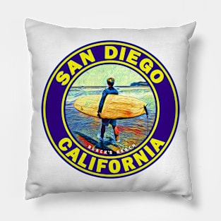 SURFING BLACK'S BEACH SAN DIEGO SURF CALIFORNIA Pillow